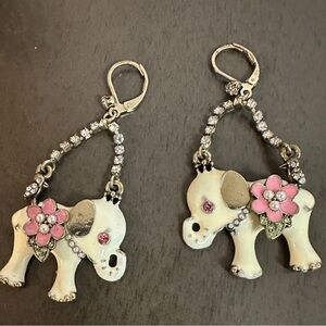 Vintage Betsey Johnson Enamel Elephant Earrings Betsey Johnson collectible